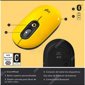Logitech Mouse Pop 910-006543 Bluetooth Amarillo